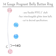 Load image into Gallery viewer, Pink Blue Glitter Glamour PTFE Pregnancy Belly Ring