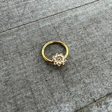 Load image into Gallery viewer, 16G 3/8 Pink Gem Gold Tone Starry Flower Hinged Segment Ring