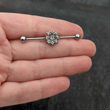 Load image into Gallery viewer, 14G Clear Gem Starry Flower Industrial Barbell 38mm