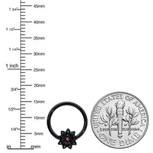 Load image into Gallery viewer, 16G 3/8 Pink Gem Black Starry Flower Hinged Segment Ring