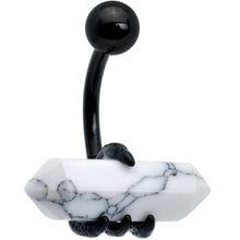 Load image into Gallery viewer, White Howlite Stone Black Claw Belly Ring