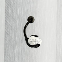 Load image into Gallery viewer, White Howlite Stone Black Claw Belly Ring