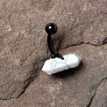 Load image into Gallery viewer, White Howlite Stone Black Claw Belly Ring