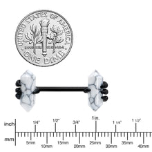 Load image into Gallery viewer, 14G 9/16 White Howlite Black Claw Barbell Nipple Ring Set