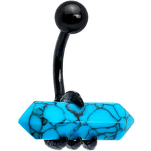 Load image into Gallery viewer, Blue Turquoise Stone Black Claw Belly Ring