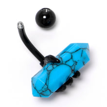 Load image into Gallery viewer, Blue Turquoise Stone Black Claw Belly Ring