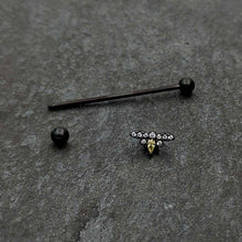 Load image into Gallery viewer, 14G Yellow Clear Gem Black Butterfly Industrial Barbell 38mm