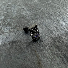 Load image into Gallery viewer, 16G 1/4 Purple Gem Black Gothic Hourglass Cartilage Tragus Earring