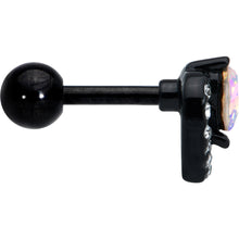 Load image into Gallery viewer, 16G 1/4 Aurora Gem Black Double Heart Cartilage Tragus Earring