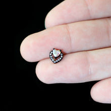 Load image into Gallery viewer, 16G 1/4 Aurora Gem Black Double Heart Cartilage Tragus Earring