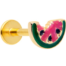 Load image into Gallery viewer, 16G 1/4 Gold Tone Watermelon Bite Labret