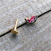 Load image into Gallery viewer, 16G 1/4 Gold Tone Watermelon Bite Labret