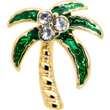 Load image into Gallery viewer, 16G 1/4 Clear Gem Gold Tone Palm Tree Style Labret