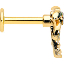 Load image into Gallery viewer, 16G 1/4 Clear Gem Gold Tone Palm Tree Style Labret