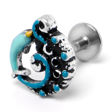 Load image into Gallery viewer, 16G 1/4 Leaping Blue Dolphin Labret