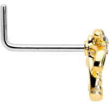 Load image into Gallery viewer, 20G 1/4 Clear Gem Golden Palm Tree Style L Shape Nose Ring
