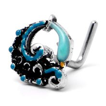 Load image into Gallery viewer, 20G 1/4 Leaping Blue Dolphin L Shape Nose Ring