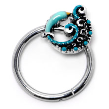 Load image into Gallery viewer, 16G 3/8 Leaping Blue Dolphin Hinged Segment Ring