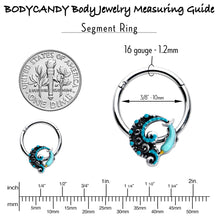 Load image into Gallery viewer, 16G 3/8 Leaping Blue Dolphin Hinged Segment Ring