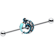 Load image into Gallery viewer, 14G Leaping Blue Dolphin Industrial Barbell 38mm