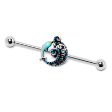 Load image into Gallery viewer, 14G Leaping Blue Dolphin Industrial Barbell 38mm