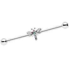 Load image into Gallery viewer, 14G Aurora Gem Dragonfly Flying Industrial Barbell 38mm