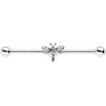 Load image into Gallery viewer, 14G Aurora Gem Dragonfly Flying Industrial Barbell 38mm