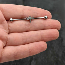 Load image into Gallery viewer, 14G Aurora Gem Dragonfly Flying Industrial Barbell 38mm