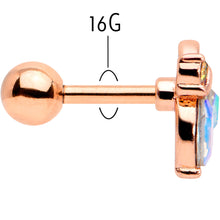 Load image into Gallery viewer, 16G 1/4 Aurora CZ Gem Rose Gold Hue Fleur de Lis Cartilage Earring