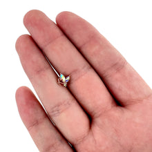 Load image into Gallery viewer, 16G 1/4 Aurora CZ Gem Rose Gold Hue Fleur de Lis Cartilage Earring