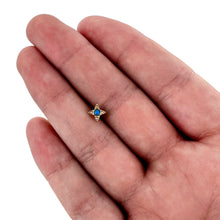 Load image into Gallery viewer, 20G 1/4 Blue Synthetic Opal Gold Hue Rhombus L Shape Nose Ring