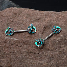 Load image into Gallery viewer, 14G 9/16 Leaping Blue Dolphin Barbell Nipple Ring Set