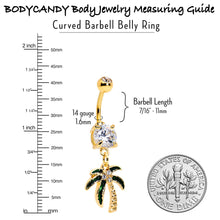 Load image into Gallery viewer, Clear Gem Gold Tone Palm Tree Style Dangle Belly Ring