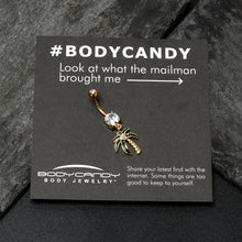 Load image into Gallery viewer, Clear Gem Gold Tone Palm Tree Style Dangle Belly Ring