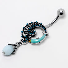 Load image into Gallery viewer, Leaping Blue Dolphin Bauble Dangle Belly Ring