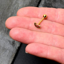 Load image into Gallery viewer, Gold Tone Watermelon Bite Barbell Tongue Ring