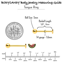 Load image into Gallery viewer, Gold Tone Watermelon Bite Barbell Tongue Ring