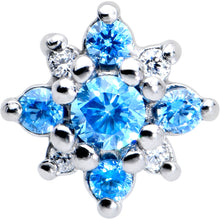 Load image into Gallery viewer, Blue Clear Gem Stylish Snowflake Barbell Tongue Ring