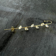 Load image into Gallery viewer, Clear CZ Gem Gold Tone Leafy Vine Ear Cuff Bar Earring