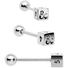 Load image into Gallery viewer, Licensed Dungeons & Dragons Dice Red Clear Barbell Tongue Ring Set of 4