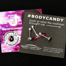 Load image into Gallery viewer, Licensed Dungeons & Dragons Dice Red Clear Barbell Tongue Ring Set of 4