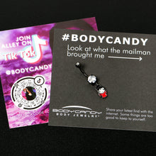 Load image into Gallery viewer, Clear Gem Black Officially Licensed Beetlejuice Lydia Dangle Belly Ring