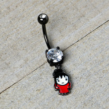 Load image into Gallery viewer, Clear Gem Black Officially Licensed Beetlejuice Lydia Dangle Belly Ring