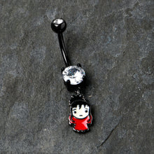 Load image into Gallery viewer, Clear Gem Black Officially Licensed Beetlejuice Lydia Dangle Belly Ring