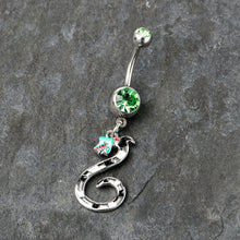Load image into Gallery viewer, Green Gem Officially Licensed Beetlejuice SandWorm Dangle Belly Ring
