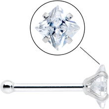 Load image into Gallery viewer, 20G 1/4 Clear CZ Gem Square 3mm Simple Glam Nose Bone