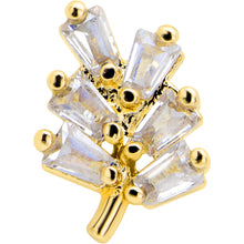 Load image into Gallery viewer, 16G 1/4 Clear CZ Gem Leafy Golden Branch Threadless Labret Tragus