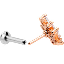 Load image into Gallery viewer, 16G 1/4 Clear CZ Gem Leafy Rosy Branch Threadless Labret Tragus