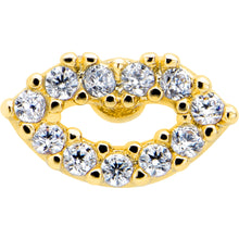 Load image into Gallery viewer, 16G 1/4 Clear CZ Gem Kissy Lips Golden Threadless Labret Tragus