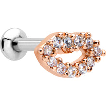 Load image into Gallery viewer, 16G 1/4 Clear CZ Gem Kissy Lips Rosy Threadless Labret Tragus